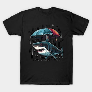 Shark Rainy Day With Umbrella T-Shirt